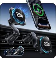 ESR OmniLock Qi2.2 sertifikuotas 25 W MagSafe automobilinis įkroviklis su "CryoBoost", mobiliojo telefono aušinimo funkcija, magnetinis mobiliojo telefono laikiklis oro ventiliacijos angai, pasukamas 360° kampu, suderinamas su "iPhone 17/16" su "iOS 26