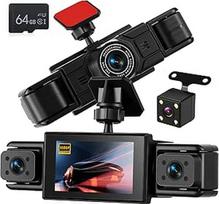 NHOPEEW 4 kanalų "Dash Cam" 1080P - priekinė, kairė, dešinė ir galinė vaizdo kameros su plačiu kampu, 3 colių ekranu, IR naktiniu matymu, įrašymu kilpoje, judesio aptikimu