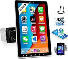 SIXTOP 1 DIN automobilinis radijas su belaidžiu "Carplay" "Android" automobilinis radijas su galimybe pasukti, 10,1 colio jutiklinis ekranas "Bluetooth" FM/AM/RDS radijas USB/TF kortelė/Aux įvestis SWC EQ Palaiko DVR atsarginę kamerą