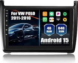 SIXTOP [Qualcomm 8-Core] 4+64G Android 15 automobilinis radijas VW Polo 6R 6C 9N 2008-2016, 9 colių jutiklinio ekrano radijas su belaidžiu "Carplay" "Android Car Mirror Link" BT OBD2 GPS WiFi FM/RDS DSP + atbulinės eigos radijas