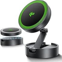 THREEKEY Magsafe automobilio laikiklis, Qi2 mobiliojo telefono laikiklis automobilyje su įkrovimo funkcija, 15 W magnetinis mobiliojo telefono laikiklis automobilyje, belaidis įkroviklis automobilyje su 360° pasukimo funkcija, skirtas iPhone 16 Pro Max/15