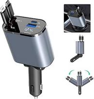 TKMARS automobilinis įkroviklis "iPhone" / cigarečių žiebtuvėlio USB C USB A greitasis įkrovimas Max 86W 2 kabeliai, ištraukiami "iPhone" 15 iPad Galaxy "Google" - įkroviklis mobiliajam telefonui, sunkvežimiui, sunkvežimiui, lengvajam automobiliui