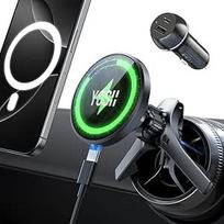 YOSH "MagSafe" laikiklis automobiliui 15 W mobiliojo telefono laikiklis automobilyje su įkrovimo funkcija, apvaliai ventiliacijai, suderinamas su "Mercedes A/B/C/V/GLC/Sprinter Benz" priedais su 60 W automobiliniu įkrovikliu