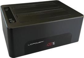LC Power LC-DOCK-U3-V - HDD-Dockingstation mit Netzanzeige, Ein/Aus-Schalter Schächte: 1 - 2.5 / 3.5 gemeinsam genutzt (6,4 cm/8,9 cm gemeinsam genutzt) - SATA - USB 3.1 (Gen 2) - Schwarz