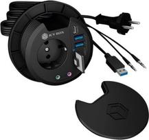 ICY BOX IB-HUB1430-CR HUB do Biurka 2x USB 3.0 Typ-A z czytnikiem kart wejcia/wyjcia audio 1x Typ-C i gniazdo Schuko CEE 7/3