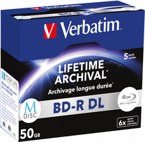 Verbatim M-Disc - 5 x BD-R DL - 50GB 6x - mattsilber - Jewel Case (Schachtel) (43846)