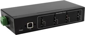 EXSYS GmbH 4 Port USB 2.0 Metall-HUB, für Tisch, Wand- und DIN-Rail Montage, 15KV ESD Schutz (EX-11214HMVS)