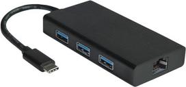 VALUE USB 3.1 to Gigabit Ethernet Converter - Netzwerkadapter - USB-C 3.1 - USB 3.0 x 3 + Gigabit Ethernet x 1 + USB-C 3.1 x 1 - Schwarz