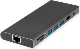 VALUE USB-C Dock HDMI+GbE+3xA+1xC+ 1xTF/SD+1xC PD 1x Audio 4K - Audio/Multimedia - Digital/Daten - Digital/Display/Video - Netzwerk (12.99.1138)