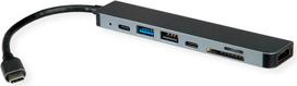 ROLINE USB-C Dock HDMI+ 2xA+1xC 1xTF/SD+1xC PD 4K60 - Digital/Daten - Digital/Display/Video (12.02.1122)