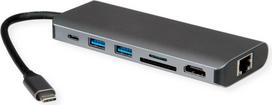 ROLINE USB4-C Dock HDMI+ GbE+2xA+ 1xTF/SD+1x C PD 8K30 - Digital/Daten - Digital/Display/Video - Netzwerk (12.02.1123)