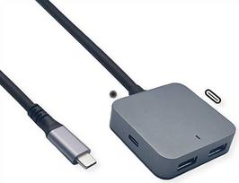 VALUE USB 3.2 Gen 2 hub - 4 ports (2x USB-A + 2x USB-C) - with extension cable - 3 m