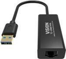 Vision TC-USBETH -BL - Network Adapter - USB 2.0 - Gigabit Ethernet x 1 - Black