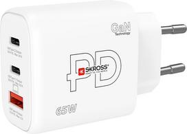 SKROSS Power Charger 65W PD GaN EU - Dieser ultrakleine - leistungsstarke Power Charger USB-C 65 W GaN PD EU von SKROSS® sorgt bequem für einen vollen Akku und lädt Ihren Laptop oder Ihr USB-Gerät (2 x USB C - 1 x USB A) mit 65 W Leistung. Kompatibel in mehr als 160 Ländern mit dem Euro-Steckdosenstandard. Mithilfe von Power Delivery (PD) kann es einen Laptop - ein Smartphone - ein Tablet - ein Audiogerät und vieles mehr ultraschnell aufladen. Ultraklein und mit der neuesten GaN-Techn