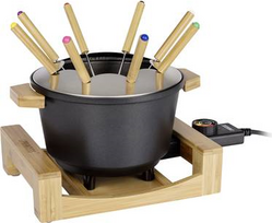 Princess 173025 Fondue Pure - 8 Person(en) - 1,5 l - Bambus - Schwarz - Rund - Drehregler - 2 m (01.173025.01.001)