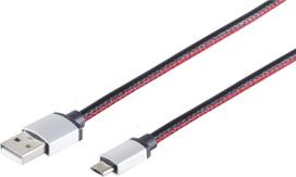 ShiverPeaks USB charging cable A-ST to Micro B-ST leather black 2.0 m - Digital/data