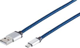 ShiverPeaks USB charging cable A-ST to Micro B-ST nylon blue 0.3m - Digital/Data