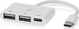 Nedis USB-Hub 1x USB-C™ 1x USB-C™ - 2x USB 2.0 A, 3-Port port(s), Stromversorgung über USB