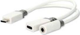 Nedis USB-C™ Adapter | USB 2.0 | USB-C™ Stecker USB-C™ Buchse / 3.5 mm Buchse | 0.10 m | Rund | Vergoldet | PVC | Weiss | Box