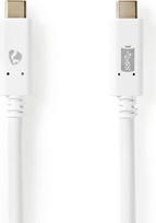 Nedis USB-Kabel | USB 3.2 Gen 2 | USB-C™ Stecker |USB-C™ Stecker - 100 W | 4K@60Hz | 10Gbps | Vernickelt | 1.00 m | Rund | PVC | Weiss| Box