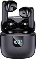 "Absead" belaidės "Bluetooth" ausinės "Bluetooth 5.3" ausinės su triukšmą slopinančiu LED ekranu, vandeniui atsparus įmontuotas mikrofonas su 400 mAh įkrovimo dėžute (juodos spalvos)