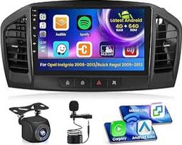 "Android 15" automobilinis radijas "Opel Insignia 2008-2013/Buick Regal 2009-2013" 4+64G su belaidžiu "CarPlay" "Android" automobiliu, 9 colių ekranas Palaiko FM RDS 32EQ GPS BT WiFi SWC AHD galinio vaizdo kamera