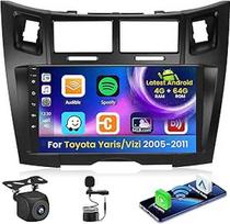 "Android 15" automobilinis radijas "Toyota Yaris/Vizi" 2005-2011 4+64G su belaidžiu "CarPlay" "Android" automobiliu, 9 colių ekranas Palaiko FM RDS 32EQ GPS Bluetooth WiFi SWC AHD atbulinės eigos kamera