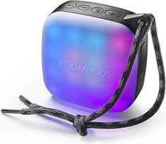 "Boompods Rhythm Party Mini Speaker" - nešiojamasis lauko garsiakalbis su LED apšvietimu, IPX7 apsauga nuo vandens ir savęs fotografavimo funkcija, 5 valandų trukmės, mini muzikinė dėžutė lauke, skirta "Apple" įrenginiams