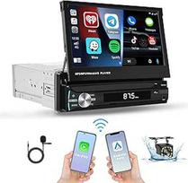 "Hikity" 1 DIN automobilinis radijas su 7 colių rankiniu išplečiamu ekranu Belaidis "Carplay" jutiklinis ekranas Automobilinis radijas "Bluetooth" su "Android" / "iOS" FM radijas USB SWC atbulinės eigos kamera Mikrofonas