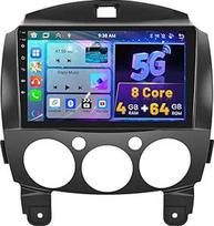 "Hikity" 9 colių "Android" automobilinis radijas su navigacija, skirtas "Mazda 2" 2007-2014 m., 8 branduolių 4G+64G, belaidis "CarPlay" ir "Android Car", jutiklinis ekranas DSP 32EQ RDS atbulinės eigos kamera
