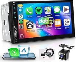 "Rimoody" belaidis "Carplay" automobilinis radijas 2 DIN su DAB+/DAB adapteriu Belaidis "Android" automobilinis "Bluetooth" 5.2, 7 colių jutiklinis ekranas, automobilinis radijas su "Mirror Link" FM radijas DAB/EQ/USB/AUX vairo valdymas