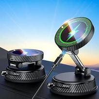 15 W magnetinis mobiliojo telefono laikiklis automobilyje "Magsafe" su įkrovimo funkcija, [Atnaujintas vakuuminis siurbimo puodelis] 360° pasukamas mobiliojo telefono laikiklis, belaidė įkrovimo stotelė automobilyje, suderinama su
