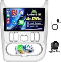 4+128G "Android" automobilinis radijas su ekranu, skirtas "Renault Logan 1 Sandero 2009-2015 Largus Dacia Duster Wireless Carplay", automobilinis radijas su navigacija, 9 colių ekranas, "Android Car/FM/RDS/Reversing Cam