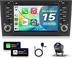 4G + 64G automobilinis radijas "Android 15", skirtas "Audi A6 C5" 1997-2004 S6 1999-2004 RS6 2002-2006, 7 colių HD jutiklinis ekranas su belaidžiu "Carplay", "Android", "Android", GPS, "Wi-Fi", USB, "Bluetooth", 5.0, FM, RDS radijas, atbuline eiga