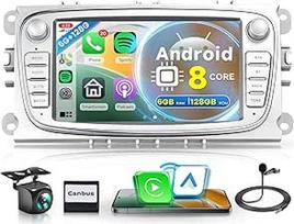 8 branduolių 6G + 128G belaidis "Carplay" "Android" automobilinis radijas "Ford Focus II mk2 Mondeo S-Max C-Max Galaxy 7 colių automobilinis radijas su "Android" automobiline navigacija GPS WiFi Mirror Link Bluetooth FM/RDS/DSP EQ/SWC gale