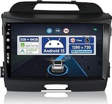 Android 14 IPS 9 colių automobilinis radijas "Kia Sportage" (2010-2015 m.) - Integruotas "CarPlay Android Car" - atbulinės eigos kamera - 2G + 32G - 2 DIN - DAB valdymas vairu Dual Band WiFi Fast Boot DSP
