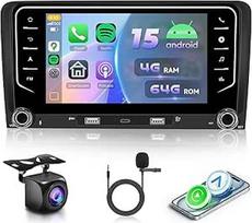 Automobilinis radijas 2G + 64G Android 15, skirtas Audi A3 8P S3 8P1 RS3, 7 colių HD jutiklinio ekrano automobilinis radijas su belaidžiu "Carplay" "Android" "Bluetooth" GPS "Wi-Fi" 2USB/Type-C FM RDS radijas atbulinės eigos kamera