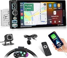 Automobilinis radijas su ekranu 1 DIN, palaikantis "CarPlay" ir "Android Car", 6,9 colių automobilinis radijo imtuvas su jutikliniu ekranu, "Bluetooth", "Mirror Link FM EQ SWC C tipo greitasis įkrovimas, atbulinės eigos kamera