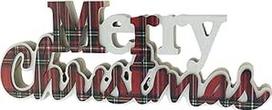 Dekoschild "Linksmų Kalėdų" im Vichy Design rot