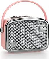 Derliaus stiliaus nešiojamasis "Bluetooth" garsiakalbis rudos spalvos retro metalo akių kompaktiškas kvadrato formos (rožinis)