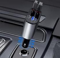 Kwak's ištraukiamas automobilinis įkroviklis, 100 W cigarečių žiebtuvėlio USB C automobilio įkroviklio adapteris su paslėptu kabeliu, greitasis įkroviklis, suderinamas su "iPhone 15/15 Pro Max" (Apple + C tipo)