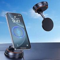 Magnetinis mobiliojo telefono laikiklis automobiliui MagSafe automobilinis laikiklis su įkrovimo funkcija, vakuuminis siurbimo puodelis, pasukamas automobilinis mobiliojo telefono laikiklis iPhone 16/15 Pro Max, su magnetiniu žiedu Samsung S25/S24/S23