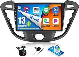 OiLiehu 4+64G Android 13 automobilinis radijas Ford Transit Tourneo Custom 2013-2021 Dvigubas DIN radijas Carplay Android automobilinis radijas su 9 colių ekranu su Bluetooth FM RDS GPS WiFi SWC EQ + atbulinės eigos kamera