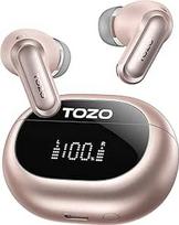 TOZO NC20 belaidės "Bluetooth" ausinės, "Bluetooth 5.4" ausinės, 6 mikrofonai, "AI Clear" skambučiai, ANC triukšmo slopinimas, "LDAC Hi-Res" garsas, stereo bosai, IPX8 atsparumas vandeniui, belaidis įkrovimas