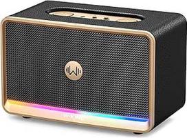 W-KING Retro "Bluetooth" garsiakalbis 210 W max belaidis nešiojamasis namų garsiakalbis su sodriais bosais, 24 val. grojimo trukmė, BT5.4, greitasis įkrovimas, aplinkos apšvietimas, AUX/TF/USB įvestys
