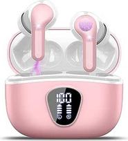 "Bluetooth" ausinės, belaidės "Bluetooth 5.3" ausinės, "HiFi Stereo Deep Bass", 4 ENC triukšmo slopinimo mikrofono ausinės, 40 val. žaidimo trukmė, LED ekranas, rožinė spalva