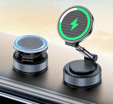 "CloudValley" "Magsafe" laikiklis automobiliui 15 W mobiliojo telefono laikiklis automobilyje, teleskopinės rankos siurbimo taurės įkroviklis prietaisų skydeliui / priekiniam ekranui, 360° pasukamas automobilinis telefono laikiklis, skirtas "iPhone 16/15/