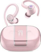 "Csasan Bluetooth" sporto ausinės, belaidės "Bluetooth 5.3" ausinės su ausų kabliukais, 48 valandų 3D stereofoninės ausinės su ENC mikrofonu, LED ekranu, jutikliniu valdymu, IP7 vandeniui atsparios ausinės, rožinio aukso spalvos