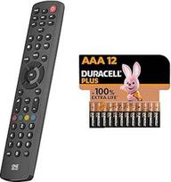 "One For All Contour 8" universalus televizoriaus nuotolinio valdymo pultas - 8 įrenginių valdymas - garantuotas veikimas - URC1280 ir "Duracell Plus" AAA mikro šarminės baterijos, 1,5 V LR03 MN2400, 12 vnt.