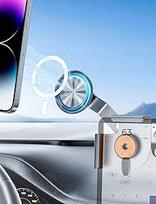 "Tesla Model 3/Y" mobiliojo telefono laikiklis automobilyje su magnetu, magnetinis automobilinis ekrano laikiklis "iPhone 15", "14", "13" serijos ir visiems mobiliesiems telefonams su "MagSafe" korpusu ištisai iš aliuminio (oranžinė-pilka)